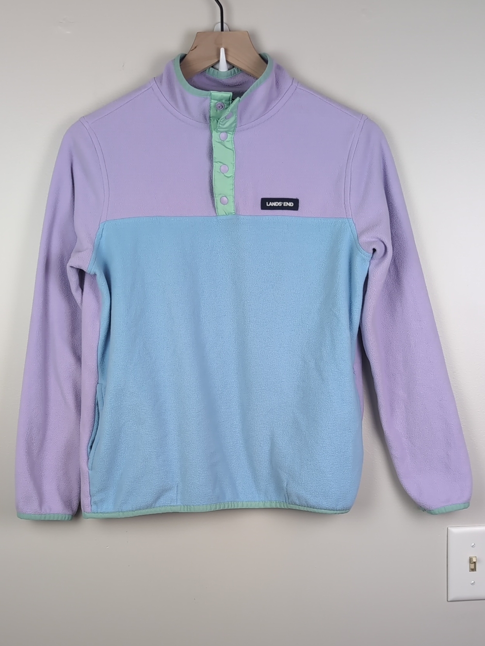 Lands' End | Girls Pastel Fleece Pullover | Lavender, Light Blue & Mint| XL